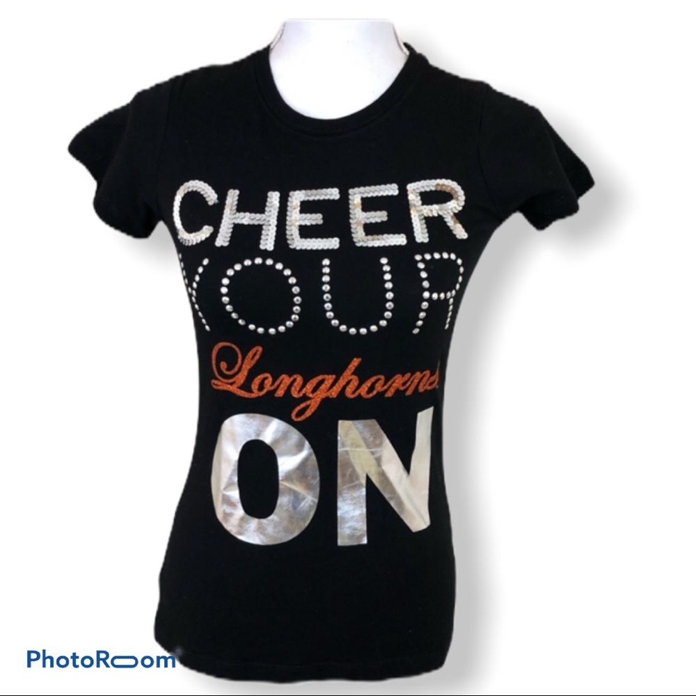 Texas Longhorns T Shirt Sequined Glitter